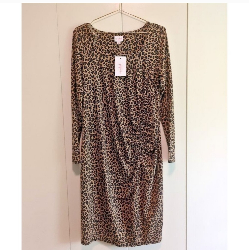 Leopard Print Long Sleeve Dress Maternity NWT Large